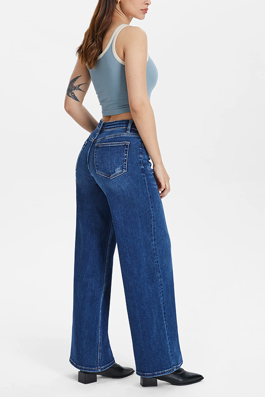 Low Cut Wide Leg Crop Straight Jeans