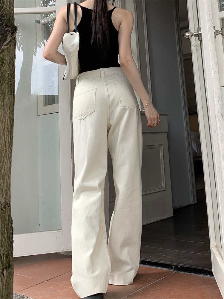 High Rise Straight Wide Leg Jeans