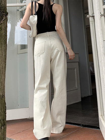 High Rise Straight Wide Leg Jeans