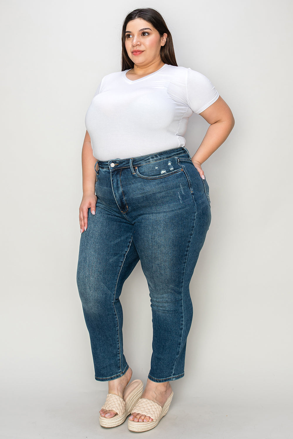 Full Size Tummy Control High Waist Slim Jeans