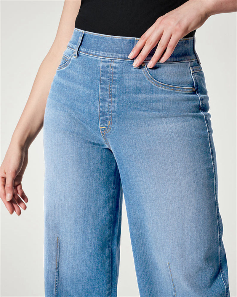 Wide Leg Jeans High Stretch Washed Jeans