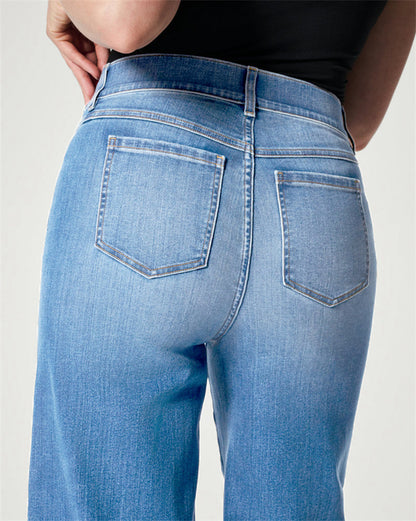 Wide Leg Jeans High Stretch Washed Jeans