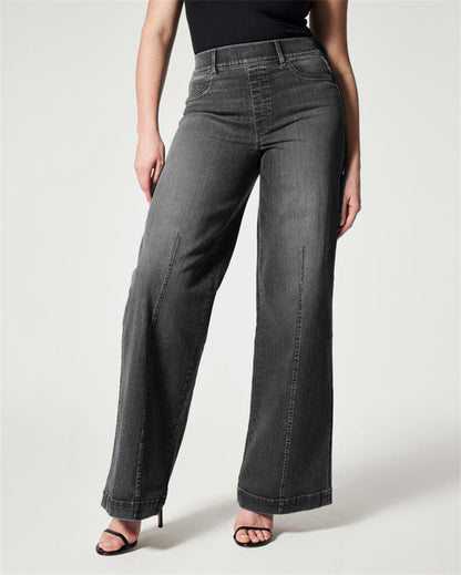 Wide Leg Jeans High Stretch Washed Jeans