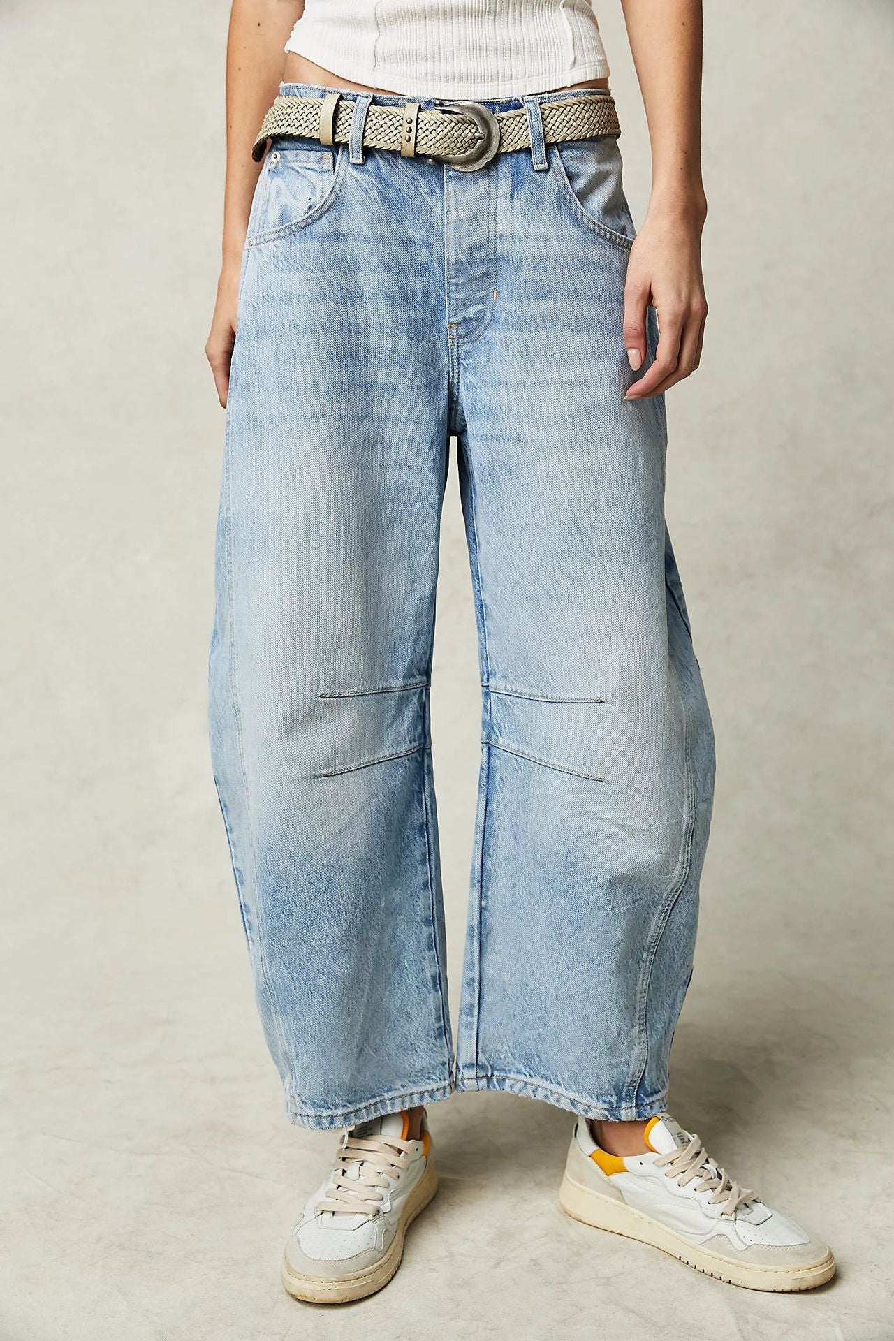 Casual Loose Mid Rise Straight Leg Jeans