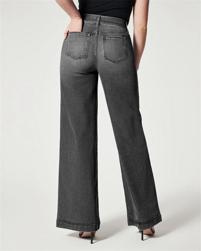 Wide Leg Jeans High Stretch Washed Jeans