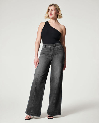 Wide Leg Jeans High Stretch Washed Jeans