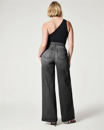 Wide Leg Jeans High Stretch Washed Jeans