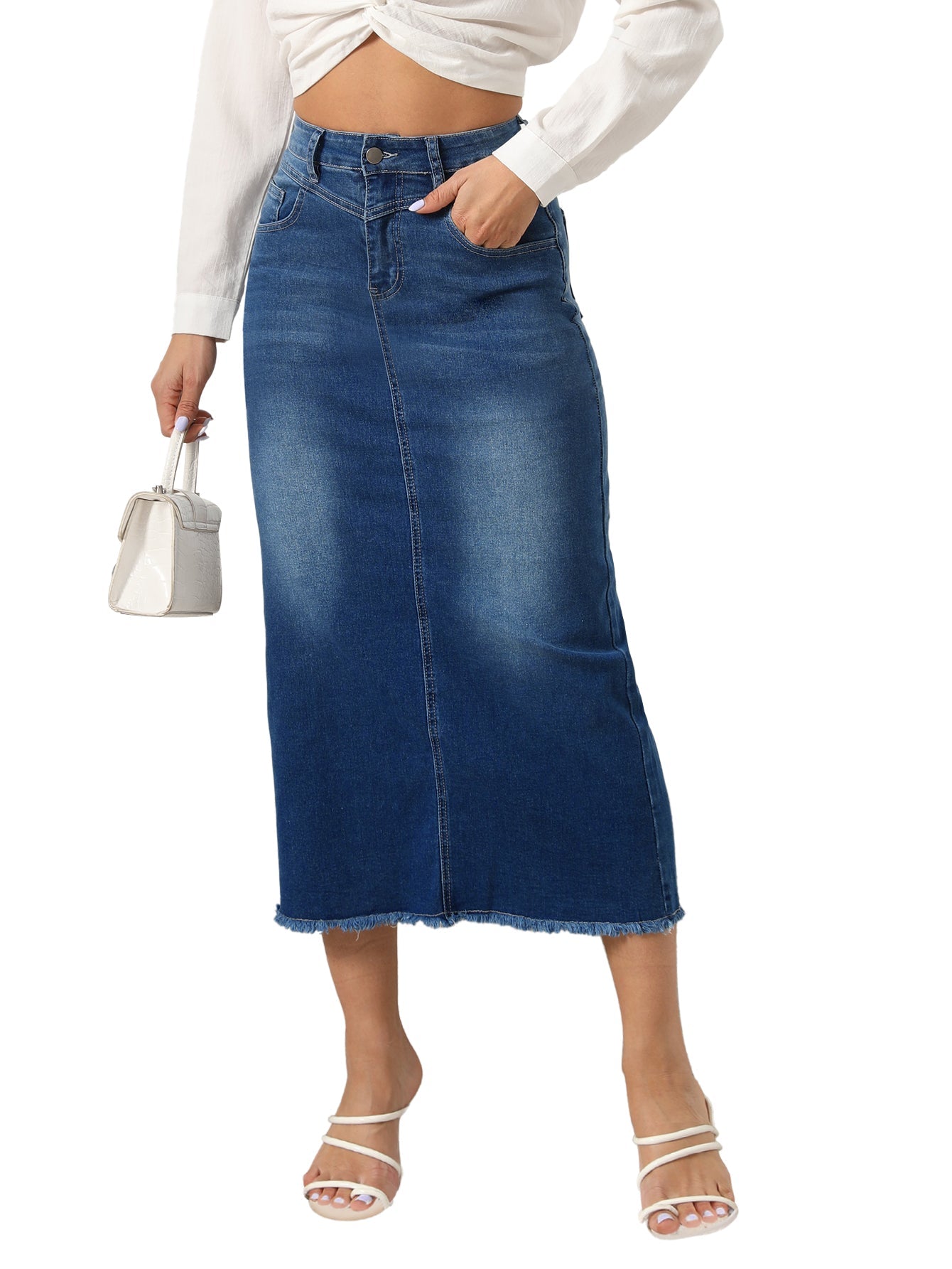 Basic Classic Denim Half Length Skirt