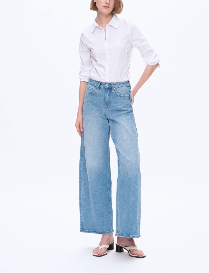 High Rise Wide Leg Denim Jeans