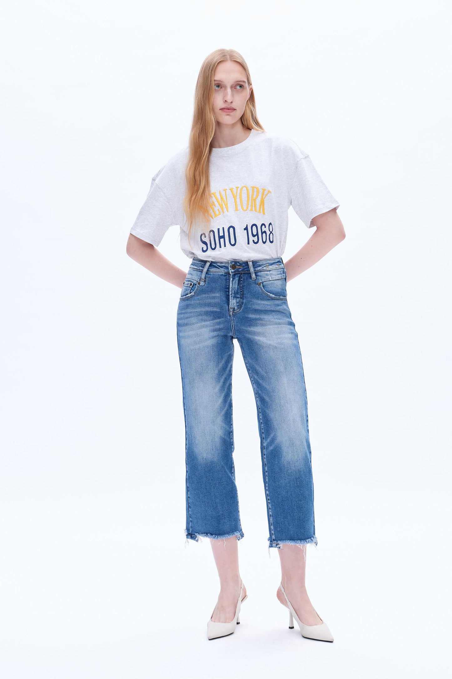 High Rise Straight Cropped Jeans