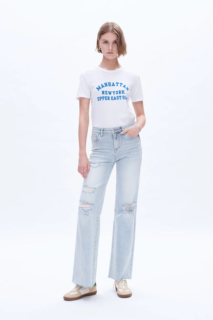 High Rise Wide Leg Straight Jeans