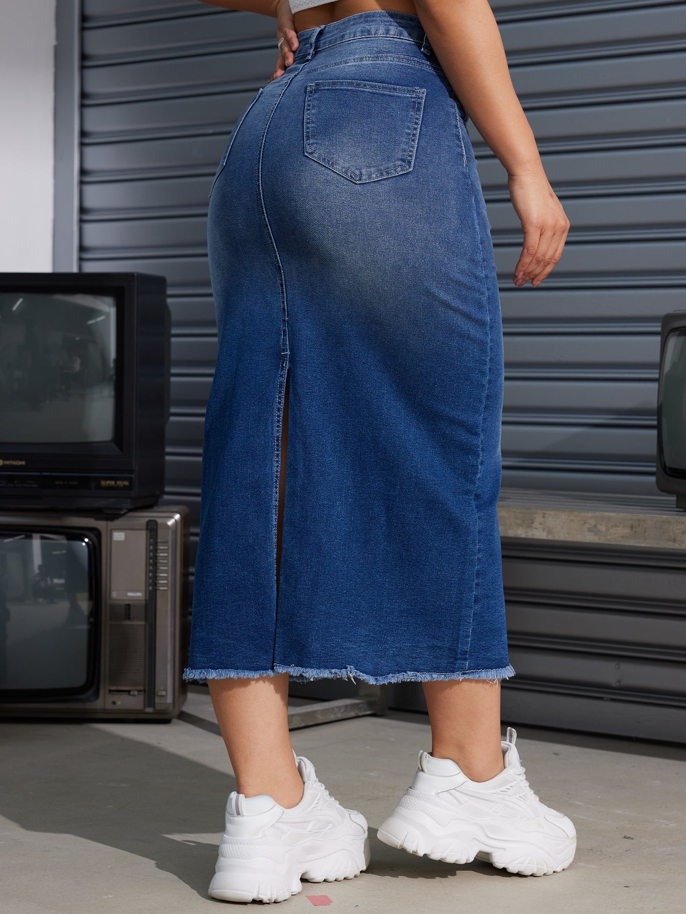 Basic Classic Denim Half Length Skirt