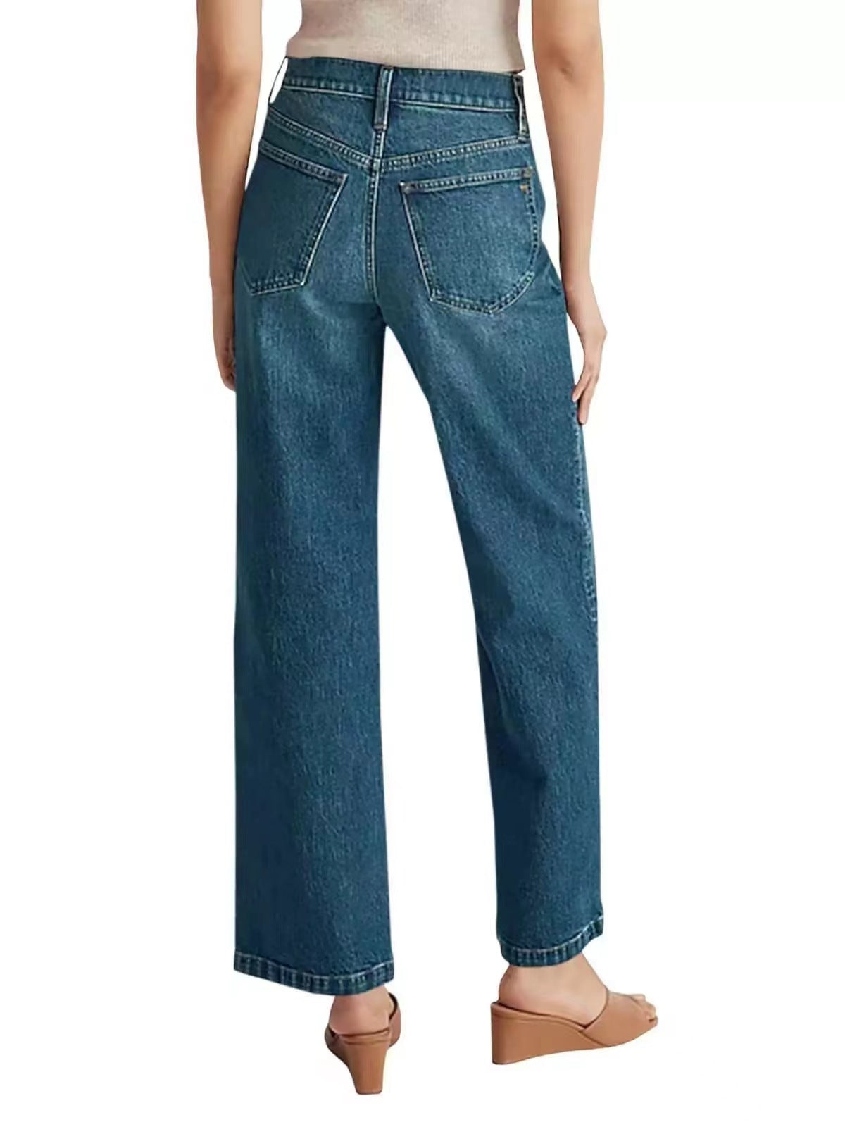 Women's Jeans Wide Leg Pants Square Pockets