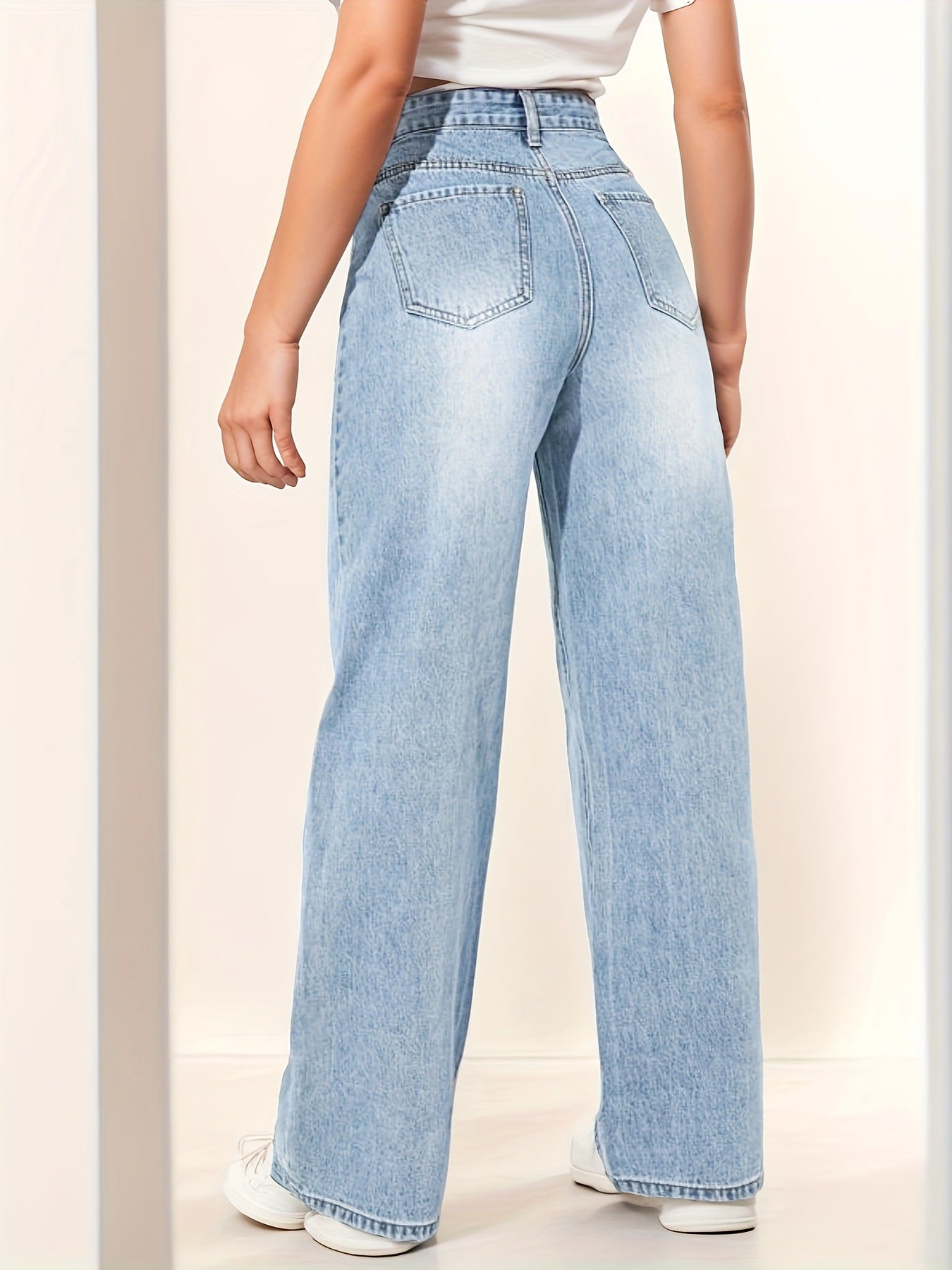 Vintage Casual High Waisted Straight Leg Jeans