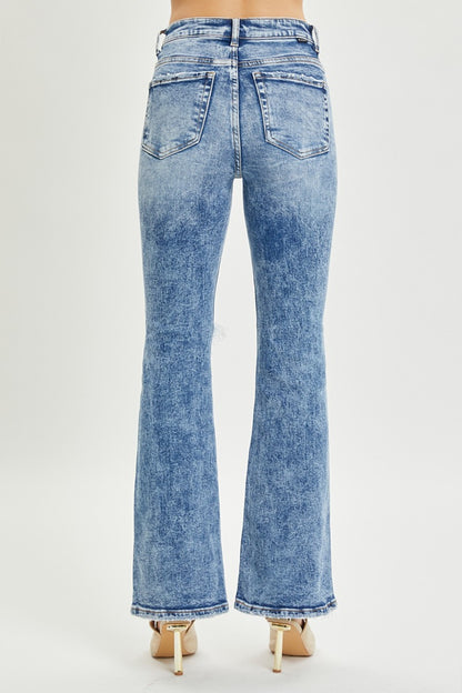 Full Size High Rise Distressed Flare Jeans