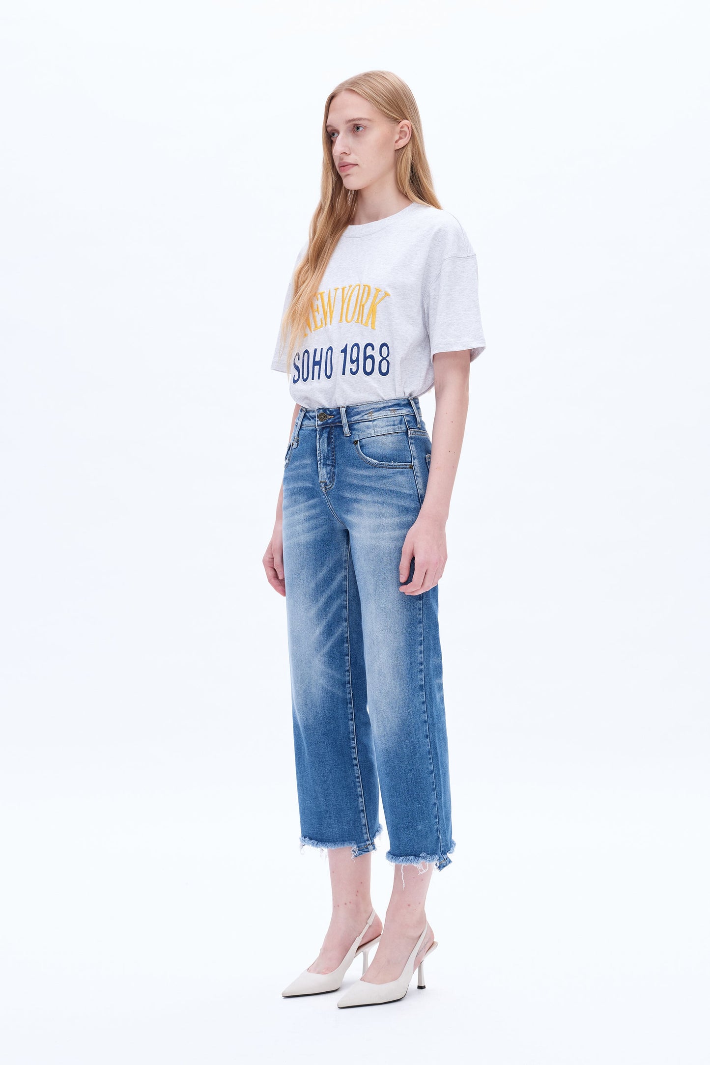 High Rise Straight Cropped Jeans