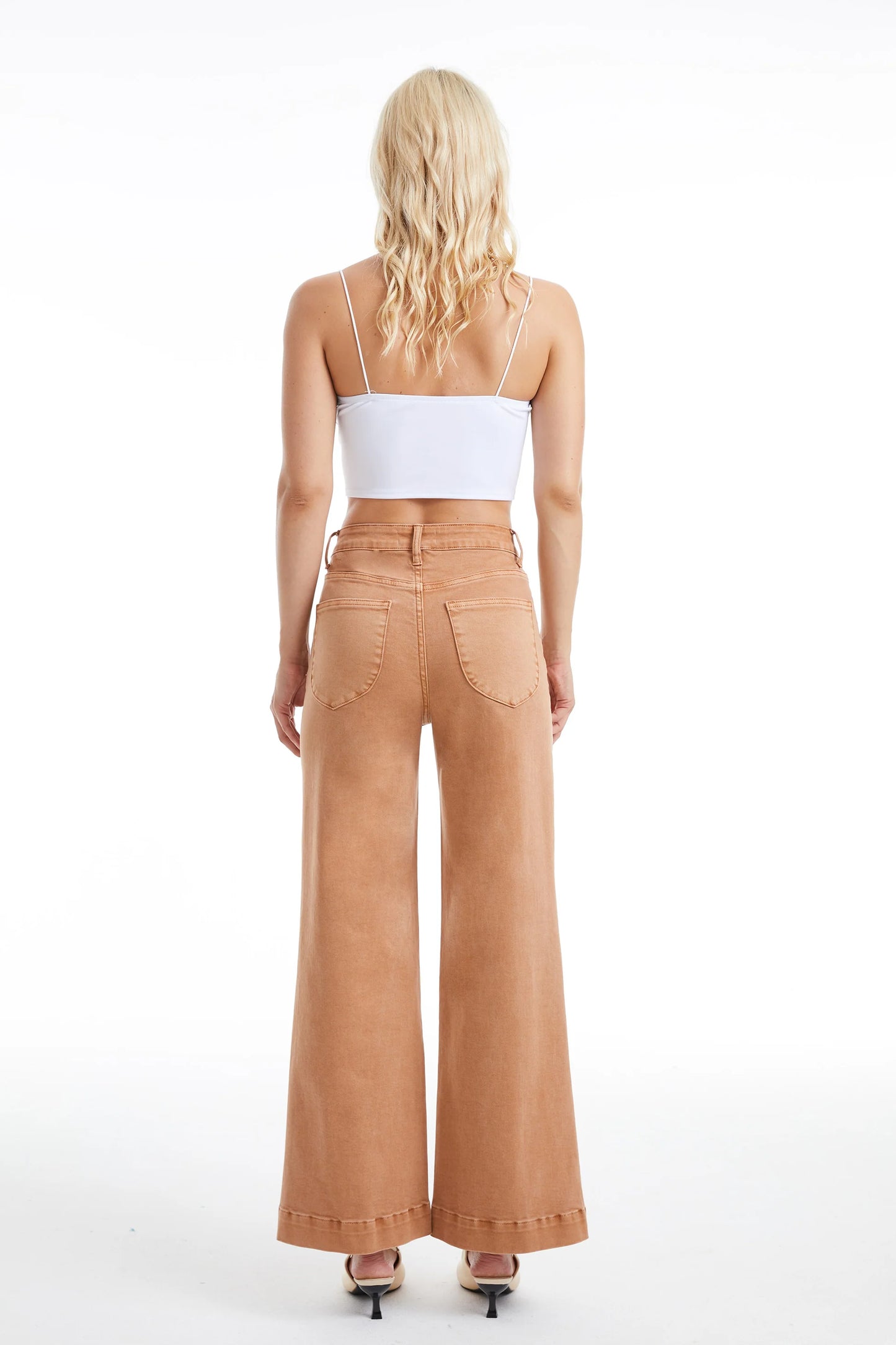 High Rise Wide Leg Jeans With Patch Pocket