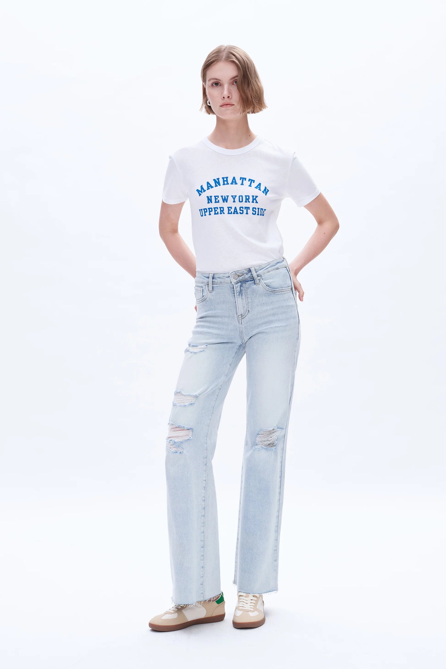 High Rise Wide Leg Straight Jeans