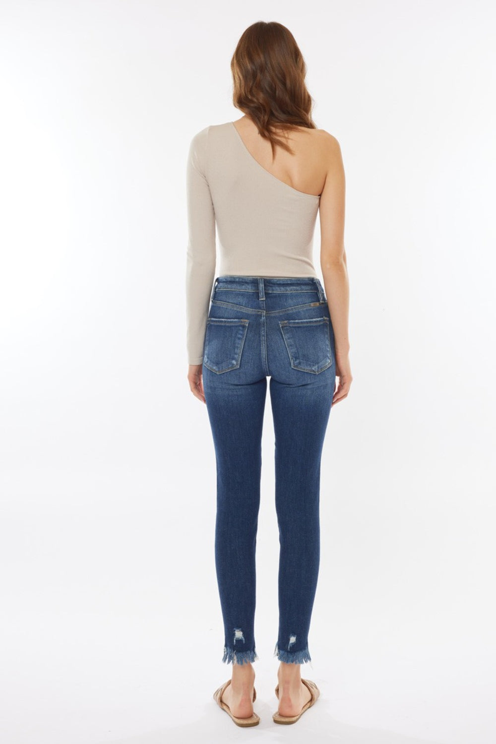 Women's Raw Hem High Waist Cropped Jeans