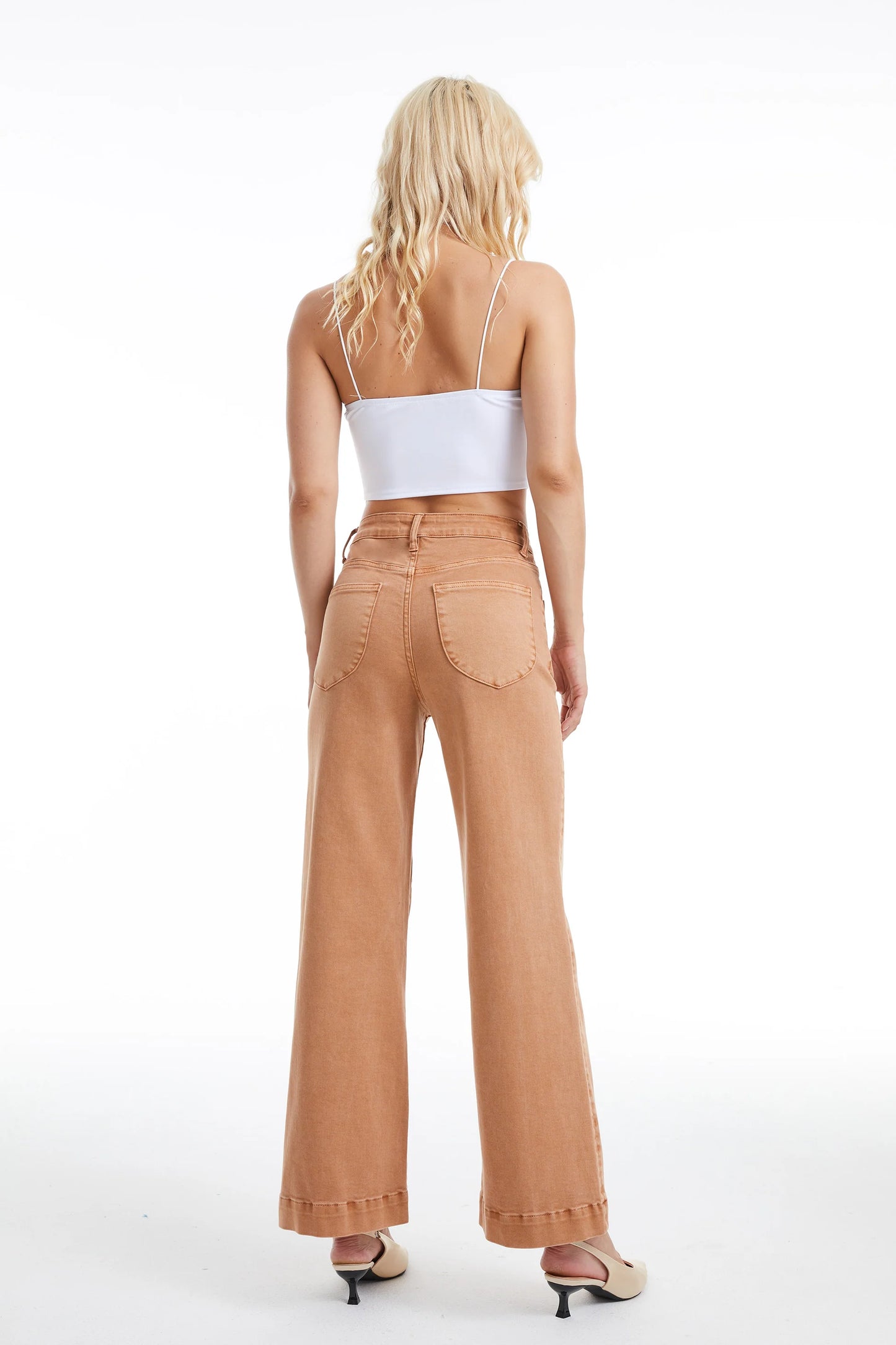 High Rise Wide Leg Jeans With Patch Pocket