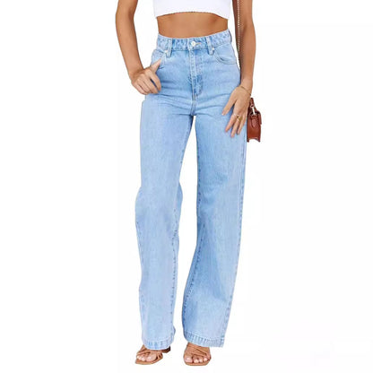 Stretch Wide Leg Fashion Washed Jeans