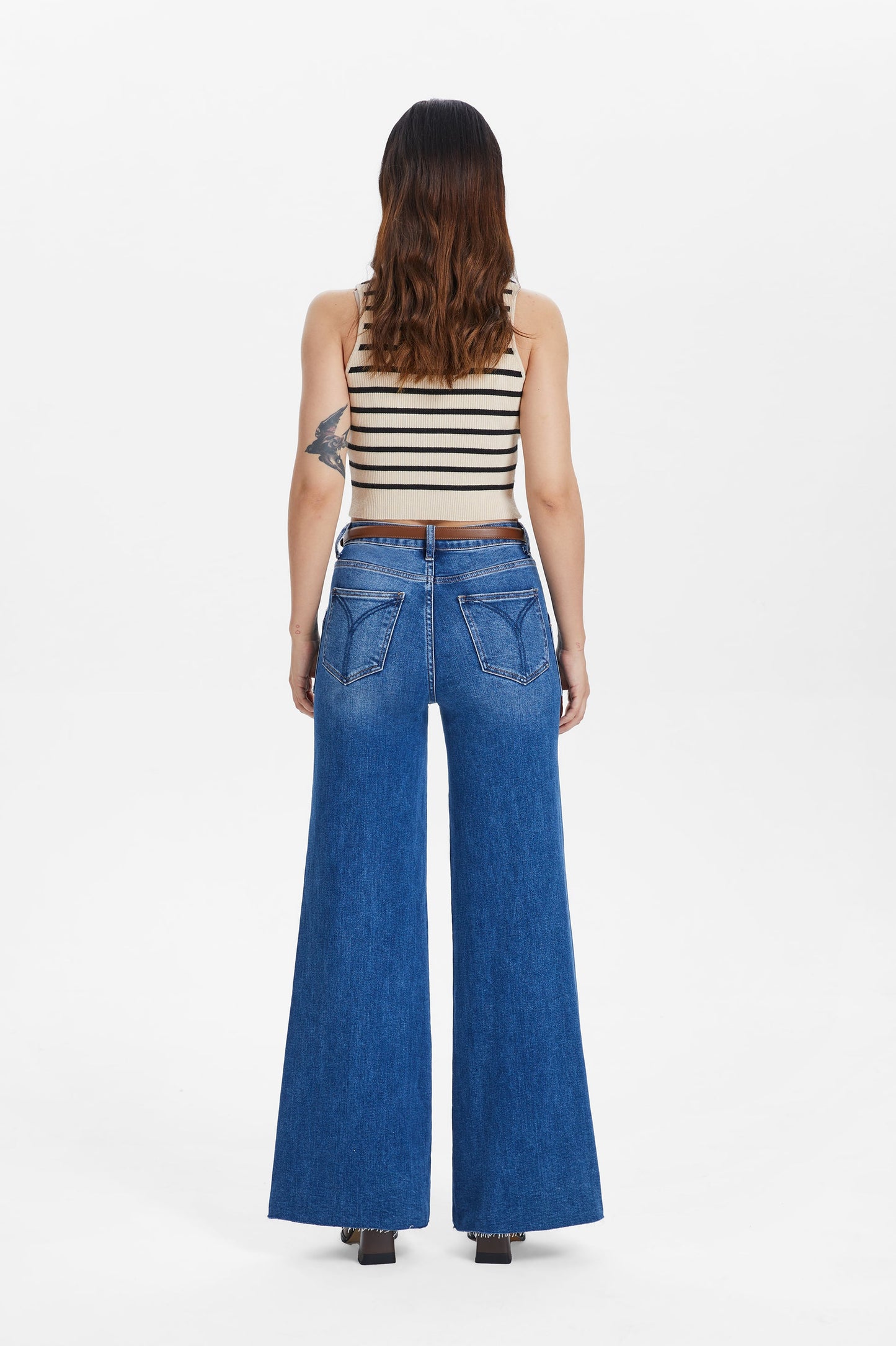 Utility Patch Pocket High Rise Wide Leg Jeans