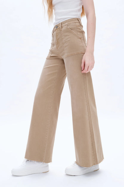 Utility Patch Pocket High Rise Wide Leg Jeans