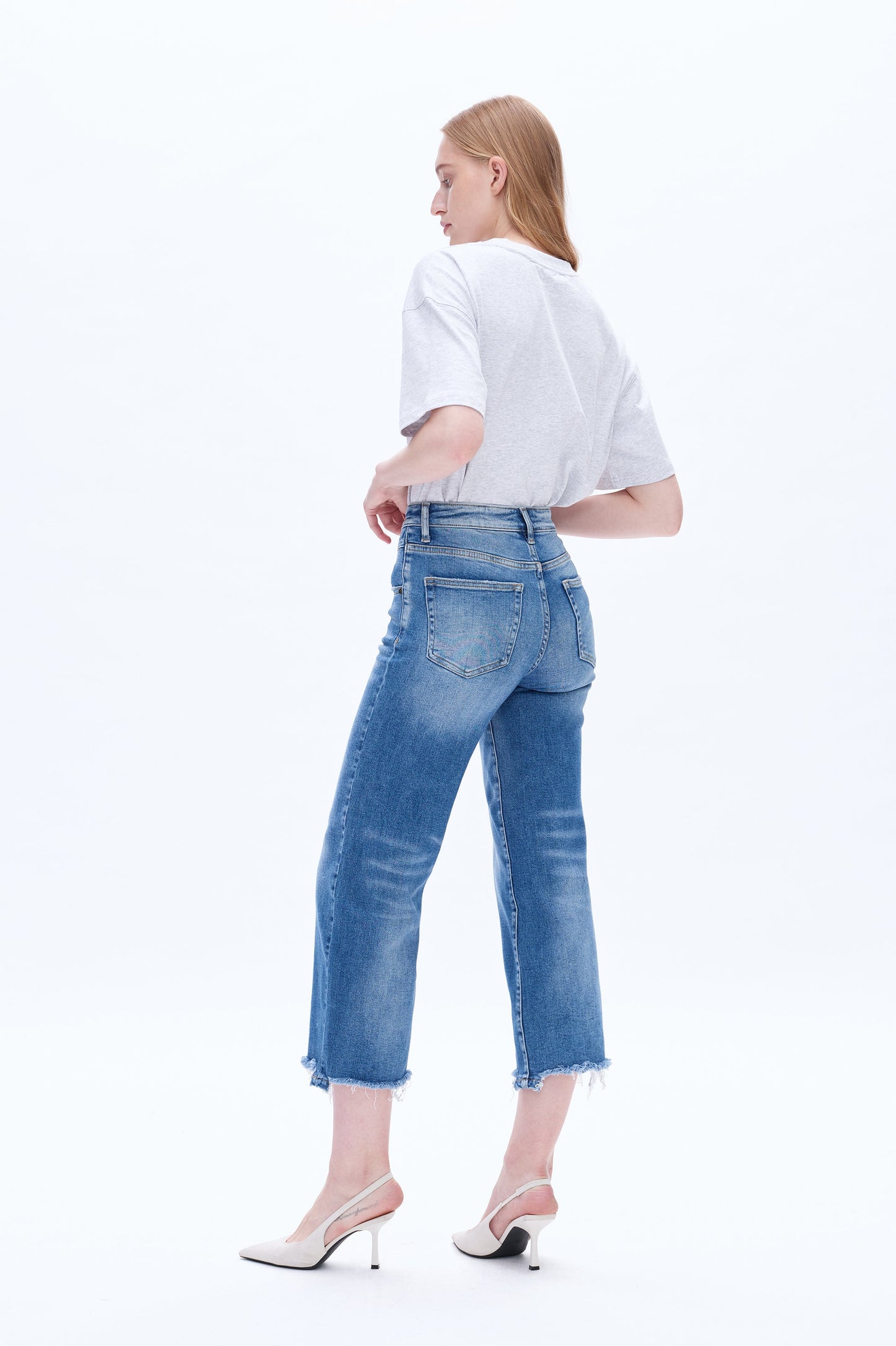 High Rise Straight Cropped Jeans