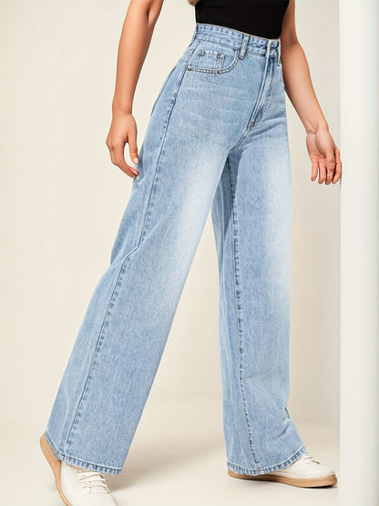 Vintage Casual High Waisted Straight Leg Jeans