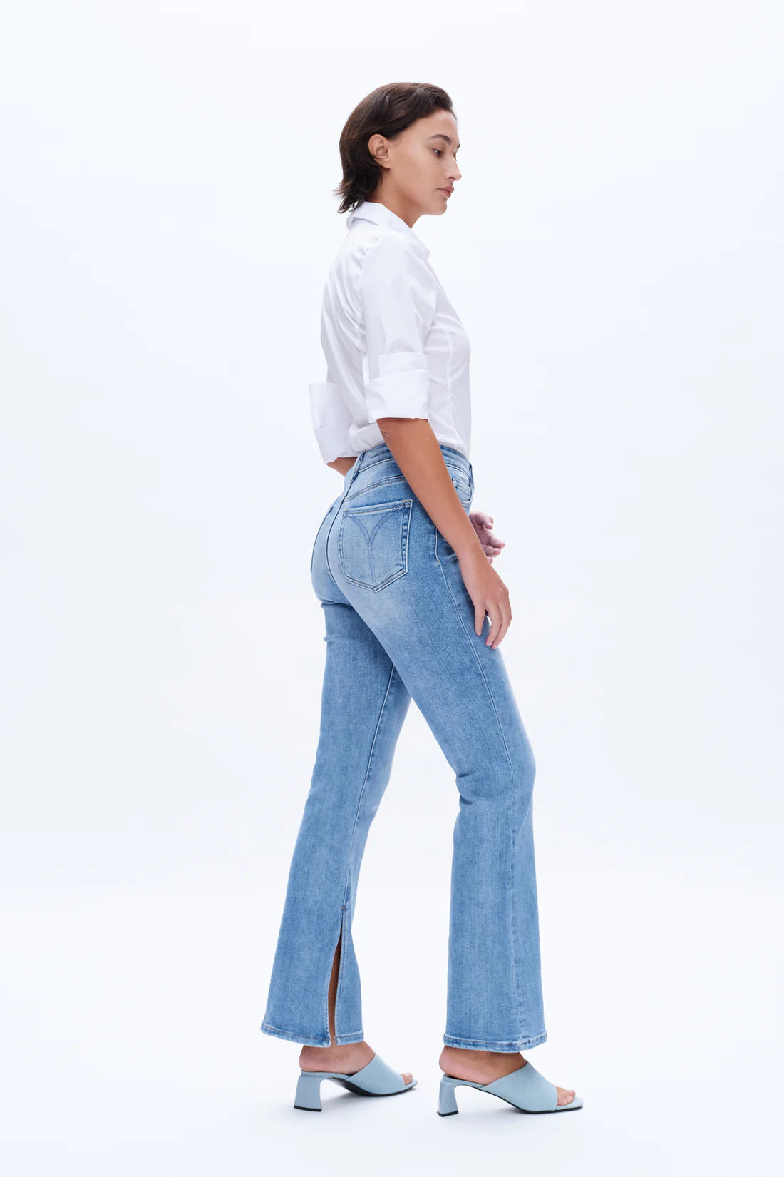 Stretchy Aurora Slit High Waist Flare Jeans