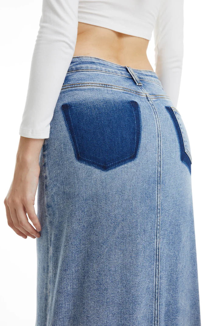 Stretchy Stretch Denim Skirt Light Blue