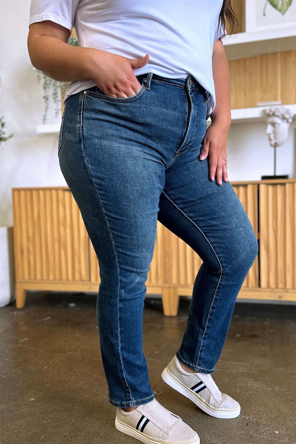 Full Size Tummy Control High Waist Slim Jeans