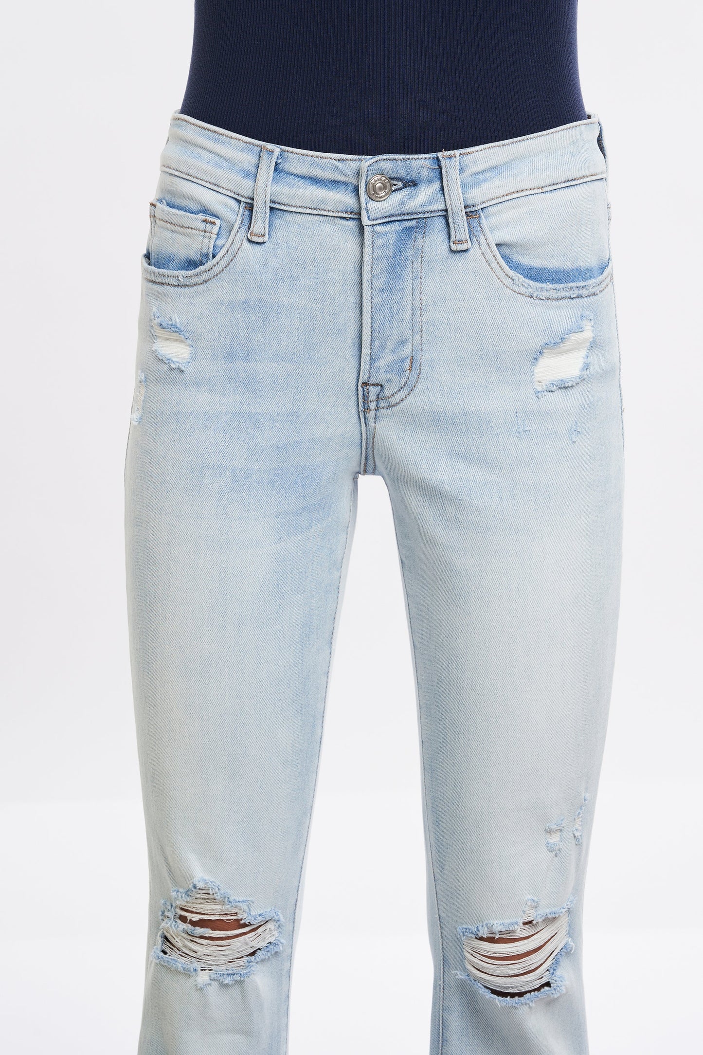 Mid-rise flared jeans