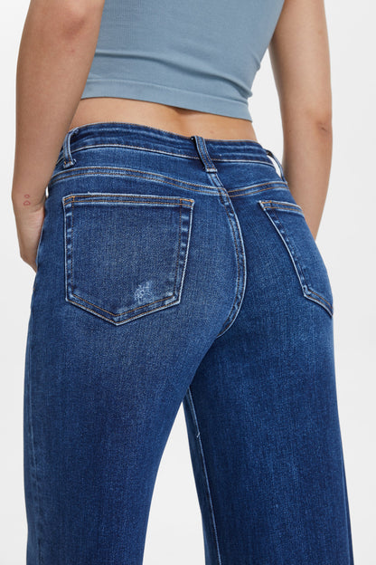 Low Cut Wide Leg Crop Straight Jeans