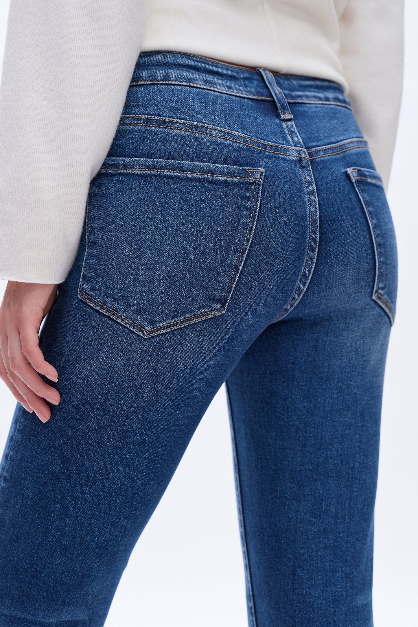 High Rise Straight Ankle Jeans With Raw Edge