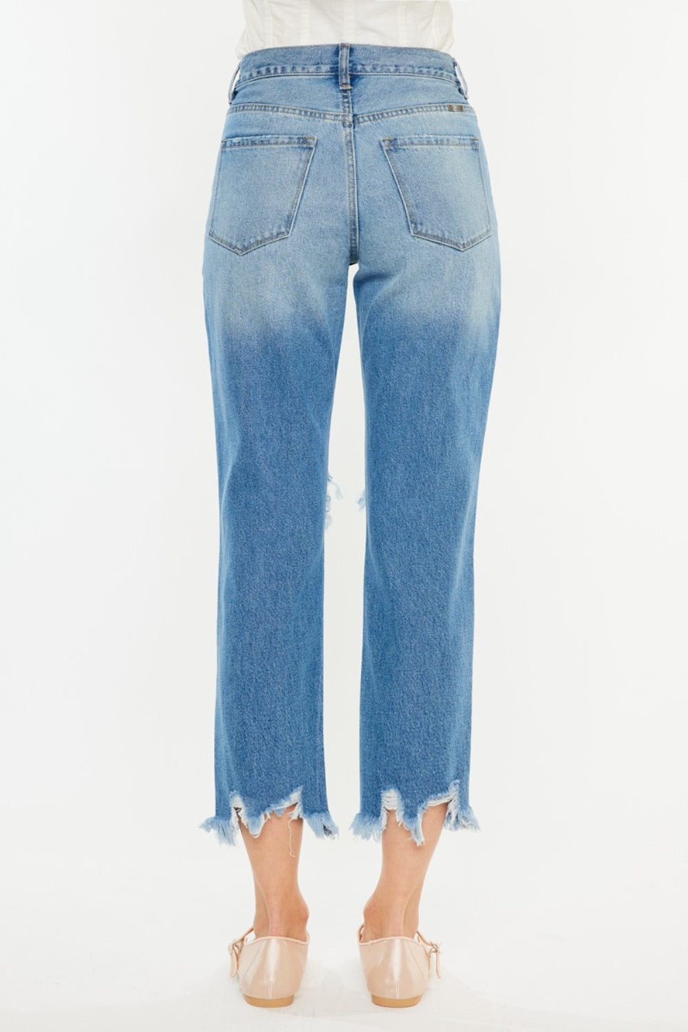 Women's Ripped Distressed Frayed Hem Cropped Jeans