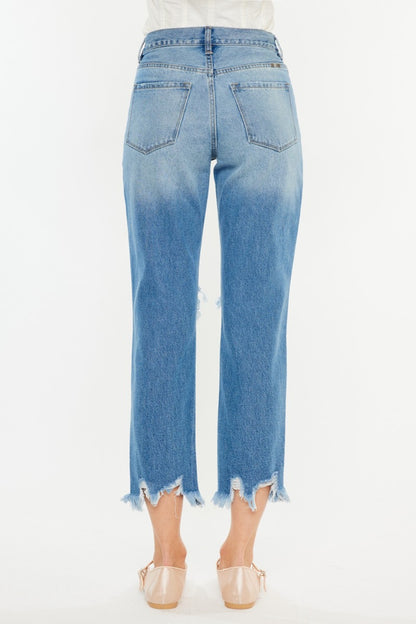 Women's Ripped Distressed Frayed Hem Cropped Jeans