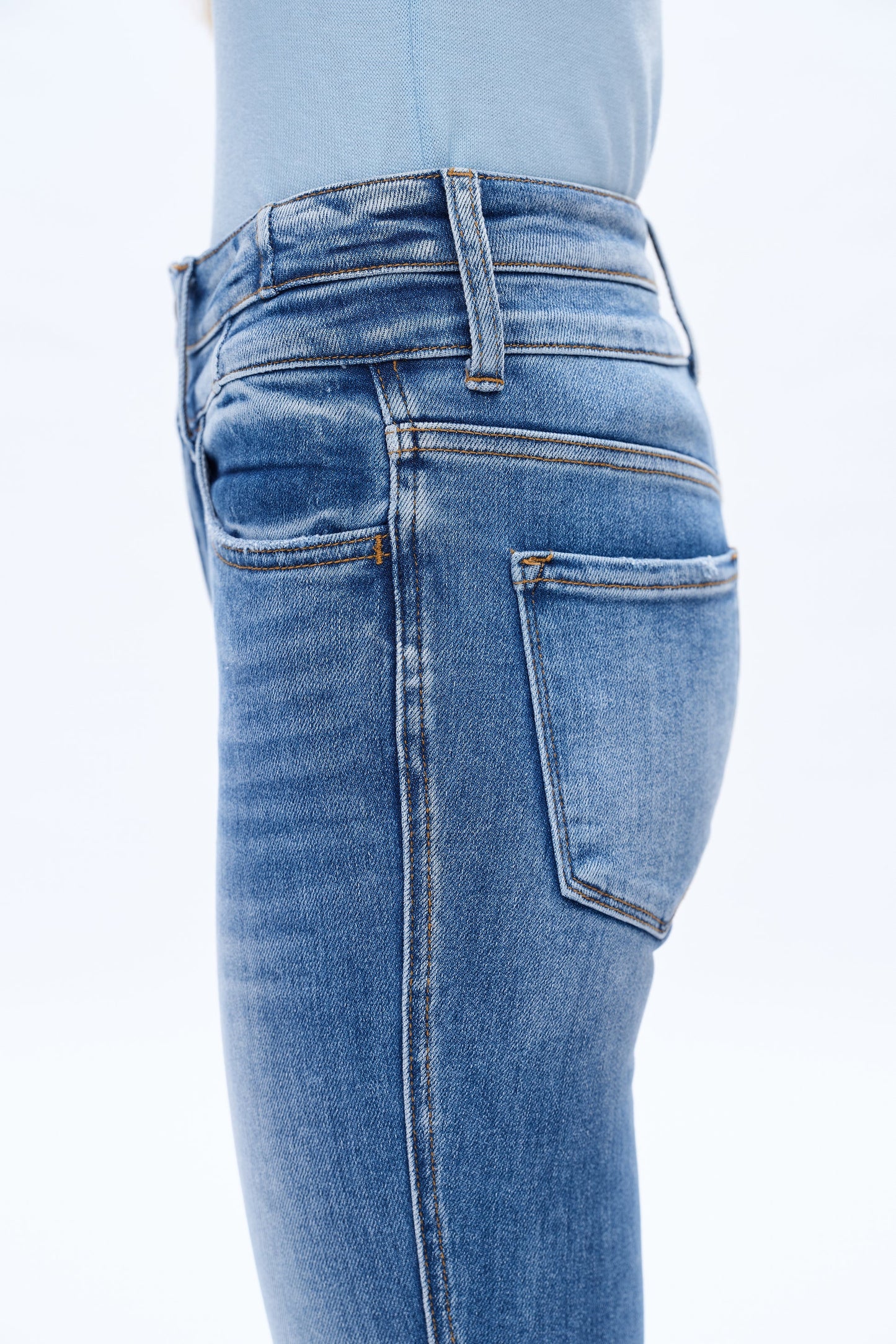 High Rise Flare Jeans With Clean Hem