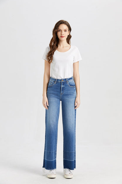 High Rise Wide Jeans Spliced