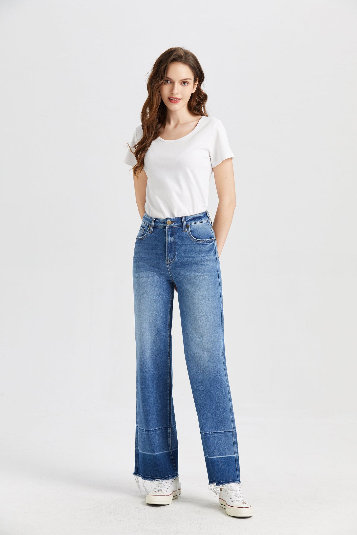 High Rise Wide Jeans Spliced