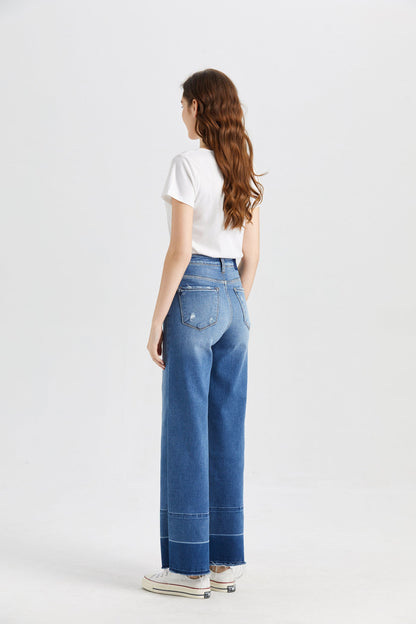 High Rise Wide Jeans Spliced