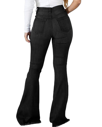 High Waisted Ripped Elasticated Scrap Wide Leg Jeans