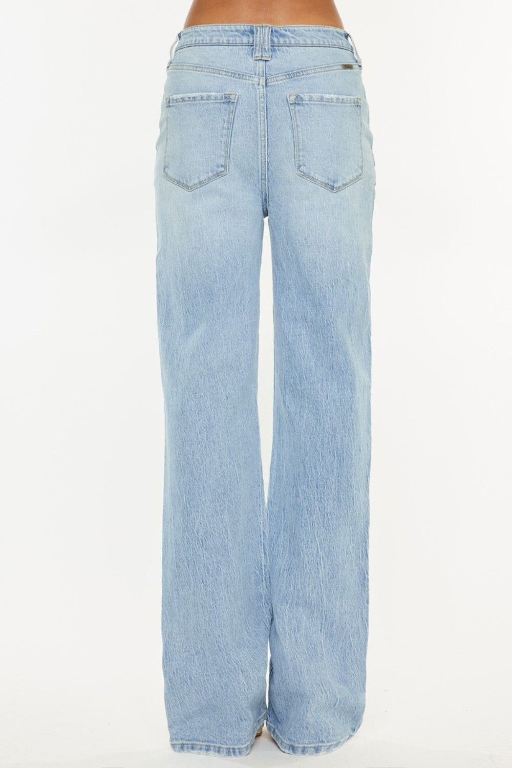 Distressed High Waist Straight Jeans