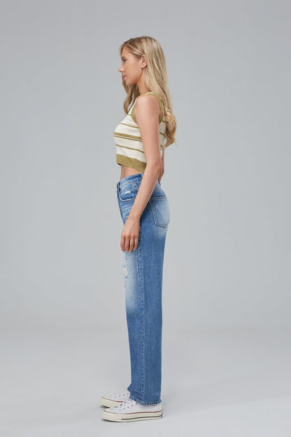 High Rise Relaxed Straight Leg Jeans