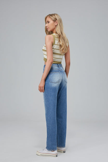 High Rise Relaxed Straight Leg Jeans