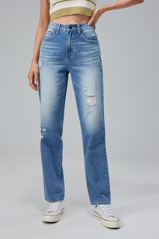 High Rise Relaxed Straight Leg Jeans