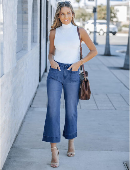 Loose Thin Wide Leg Straight Pants Washed Jeans Nine Pants