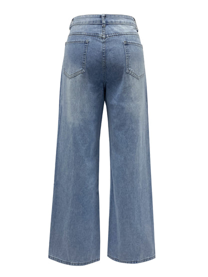 Vintage Long High Waist Straight Loose Wide Leg Jeans