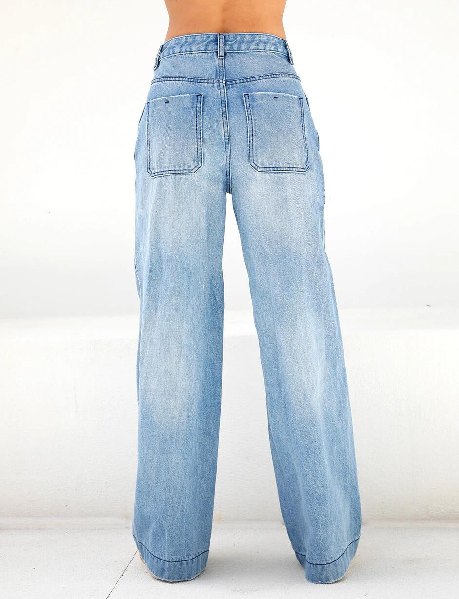 High Waisted Loose Wide Leg Dragged Jeans