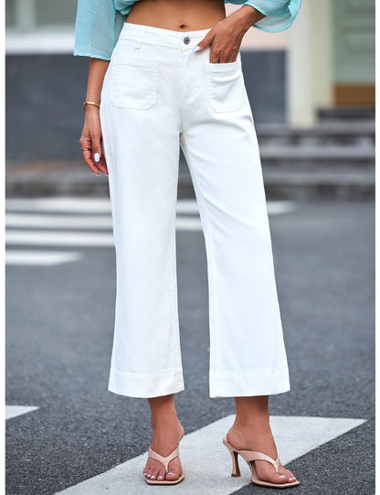 Loose Thin Wide Leg Straight Pants Washed Jeans Nine Pants